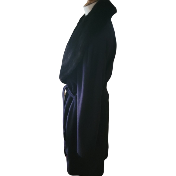 🔥SALE🔥YVES SAINT LAURENT |VNTG WOOL/CASHMERE WRAP COAT W/BLK MINK SHAWL COLLAR - Picture 5 of 16